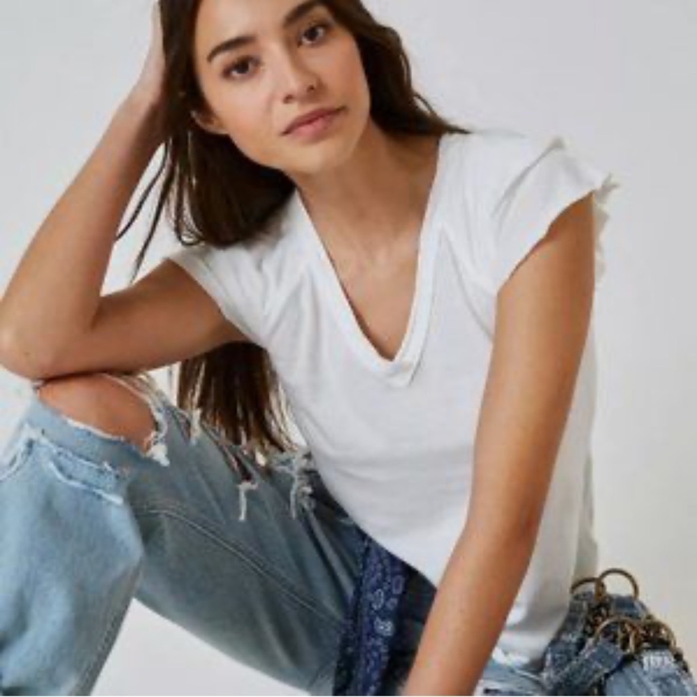 Anthropologie Maeve White Short Sleeve Tee